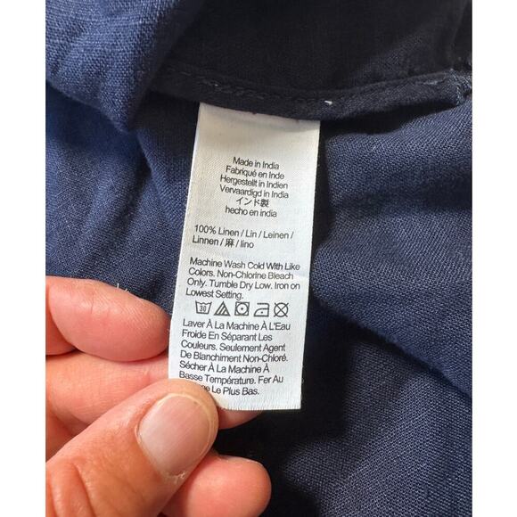 J. CREW Short sleeve Tunic Dress; Navy Blue 100% Linen Women's Dress, 3X; NWOT - Picture 6 of 13